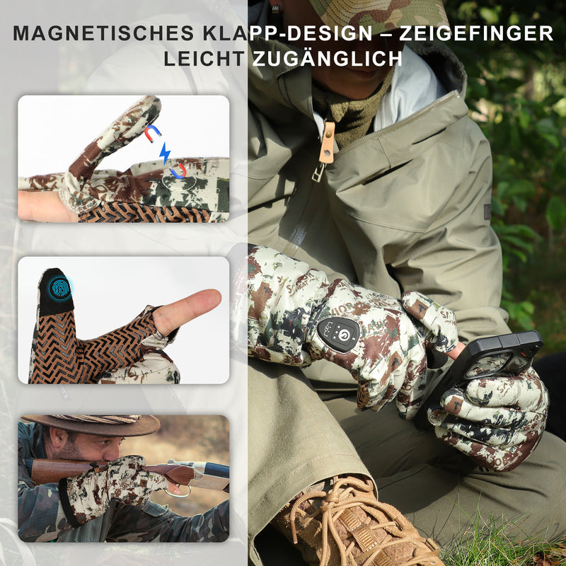 Laden Sie das Bild in Galerie -Viewer, Beheizbare Jagdhandschuhe 2.0 – Fels Camouflage, 3000 mAh Akku & Upgrade Heiztechnologie