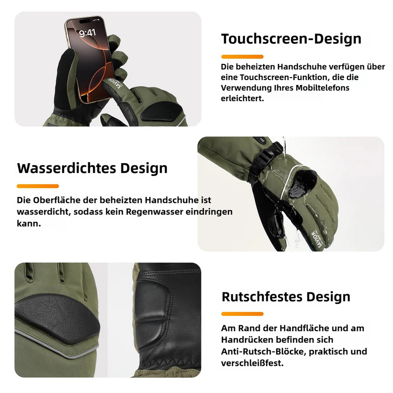 Laden Sie das Bild in Galerie -Viewer, Savior Upgrade Beheizbare Handschuhe 2.0 mit Wasserdichtem Ziegenleder und Schnellladefunktion