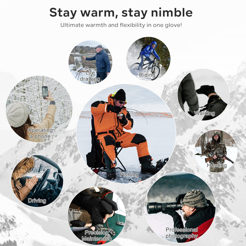 Laden Sie das Bild in Galerie -Viewer, Unisex Beheizbare Angelhandschuhe – Wasserdicht, Finger-Flip-Design