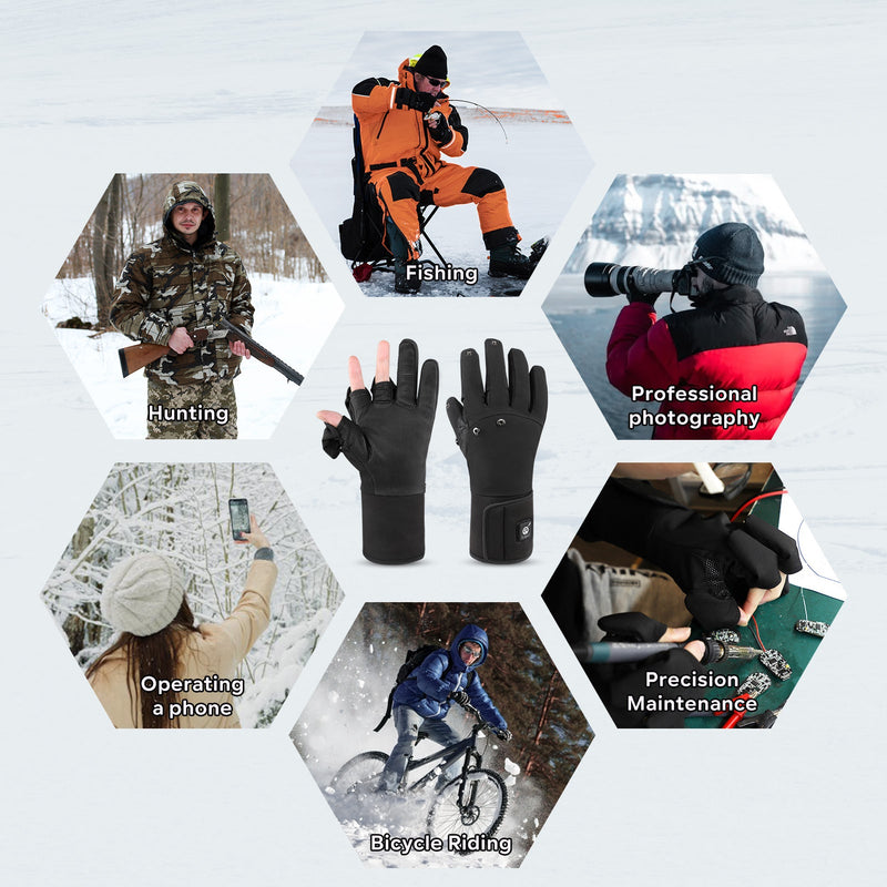 Laden Sie das Bild in Galerie -Viewer, Unisex Beheizbare Angelhandschuhe – Wasserdicht, Finger-Flip-Design