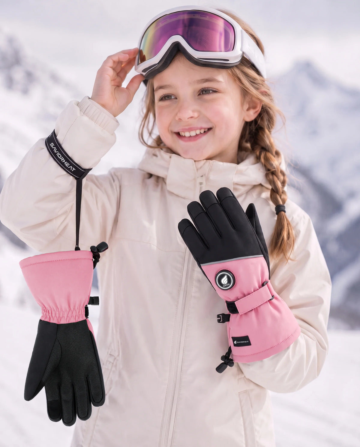 Sicherer Handgelenkriemen – SAVIOR HEAT leichte beheizbare Kinder-Skihandschuhe