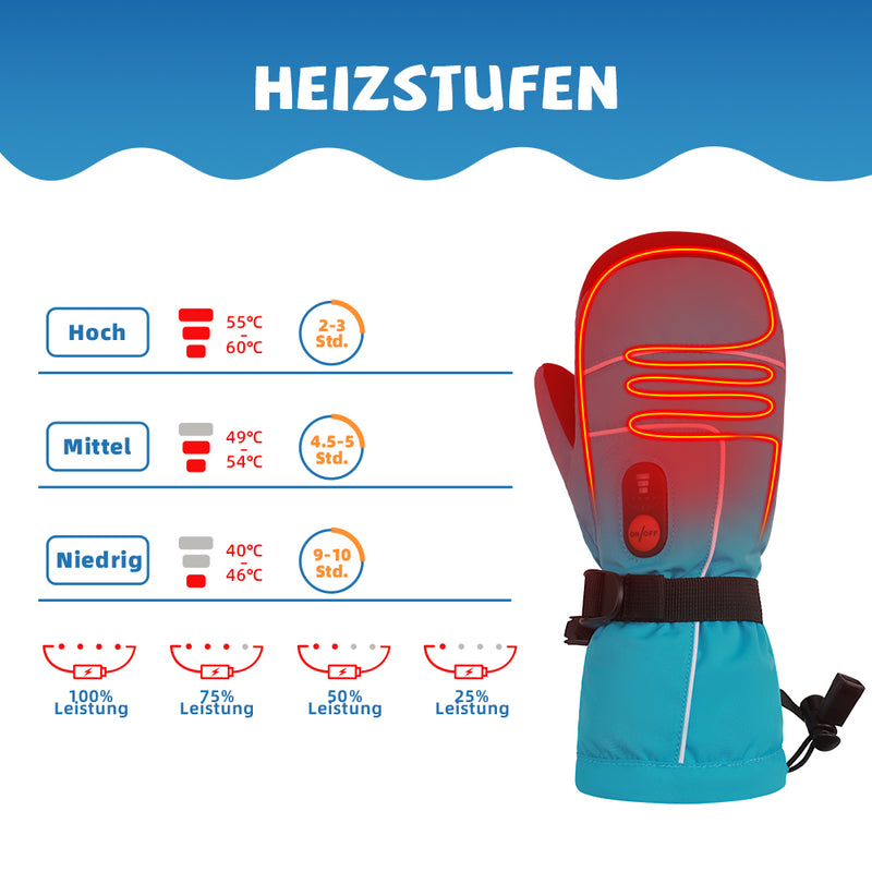 Laden Sie das Bild in Galerie -Viewer, Kinder Heizhandschuhe für Skifahren, Eislaufen und Outdoor-Aktivitäten