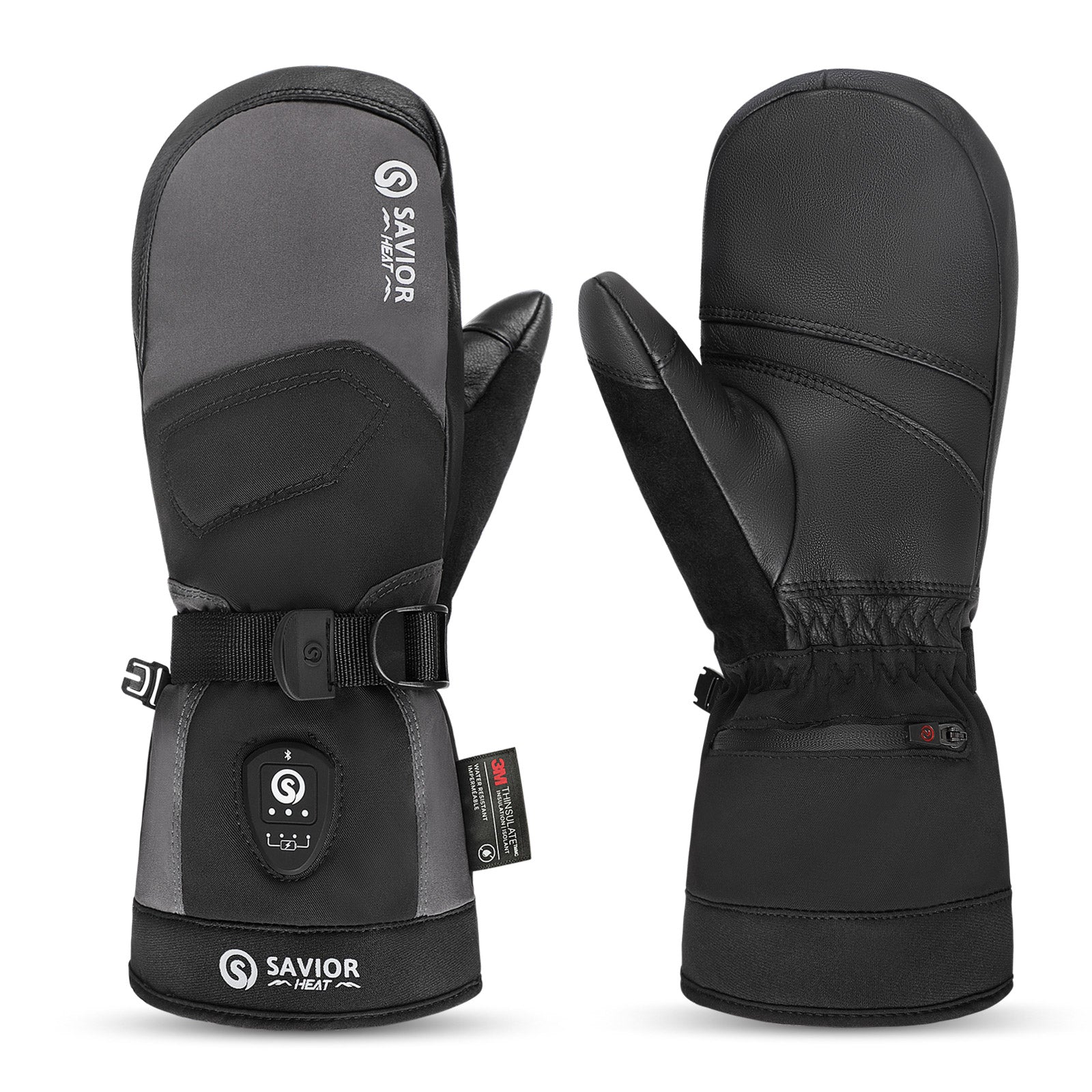 Savior Beheizbare Skihandschuhe 2.0 Mit Bluetooth-Steuerung, Wasserdichter Ziegenlederhandfläche