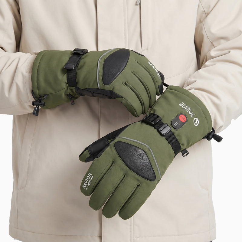 Laden Sie das Bild in Galerie -Viewer, Savior Upgrade Beheizbare Handschuhe 2.0 mit Wasserdichtem Ziegenleder und Schnellladefunktion