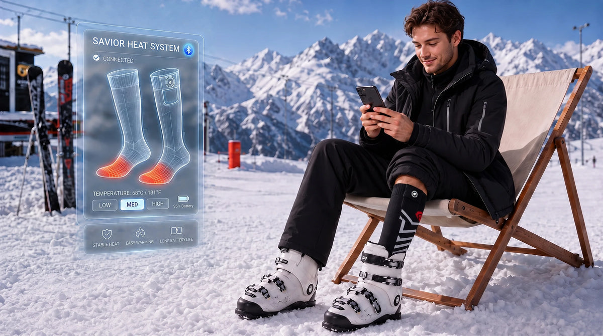 Detailansicht – SAVIOR HEAT Silverline beheizbare Skisocken mit Rundum-Komfort
