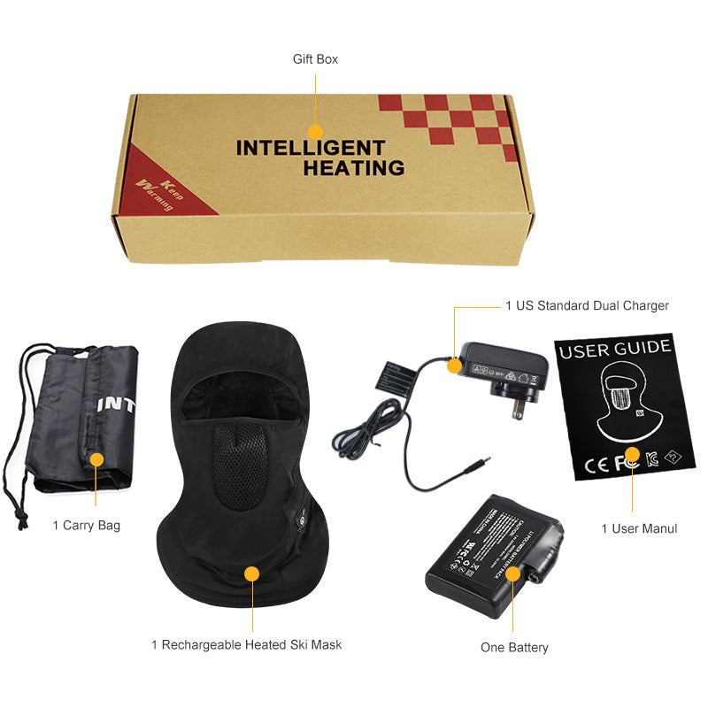 Laden Sie das Bild in Galerie -Viewer, Savior Beheizte Skimaske mit Batterie Elektrische Warme Mütze Outdoor Sport Snowboard Hals Warm