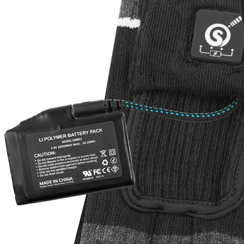 Laden Sie das Bild in Galerie -Viewer, SS05B Beheizbare Socken Schwarz-Grau