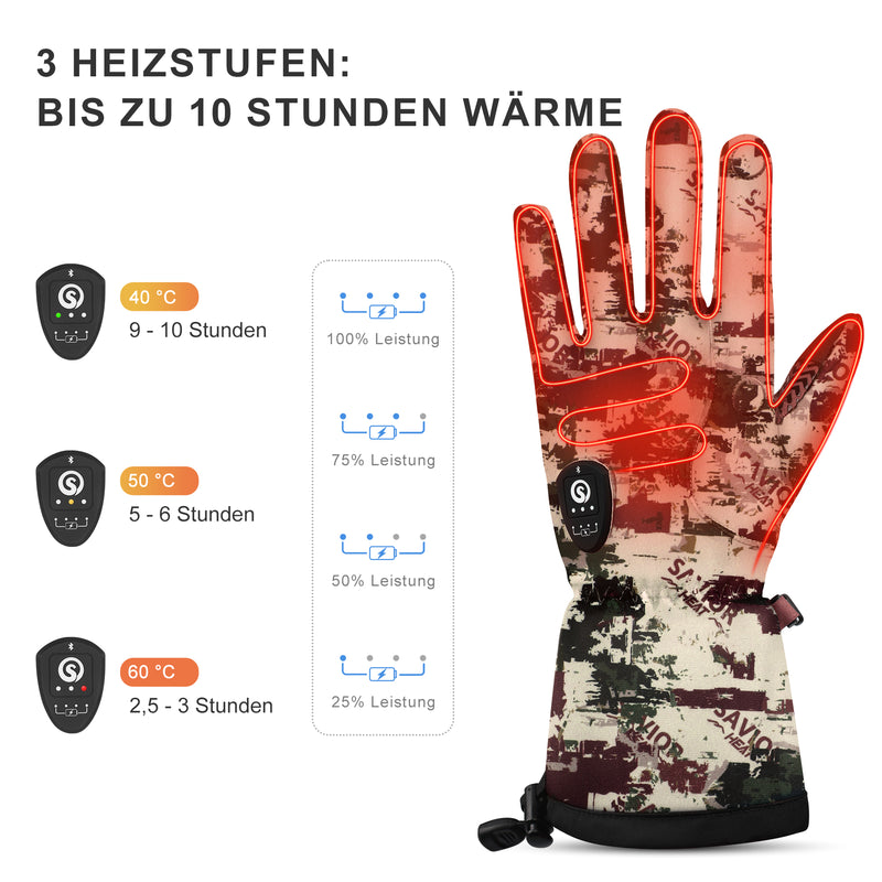 Laden Sie das Bild in Galerie -Viewer, Beheizbare Jagdhandschuhe 2.0 – Fels Camouflage, 3000 mAh Akku &amp; Upgrade Heiztechnologie
