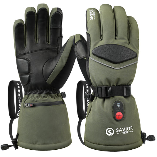 Gants chauffants améliorés Savior 2. 0 avec peau de chèvre imperméable et fonction de charge rapide