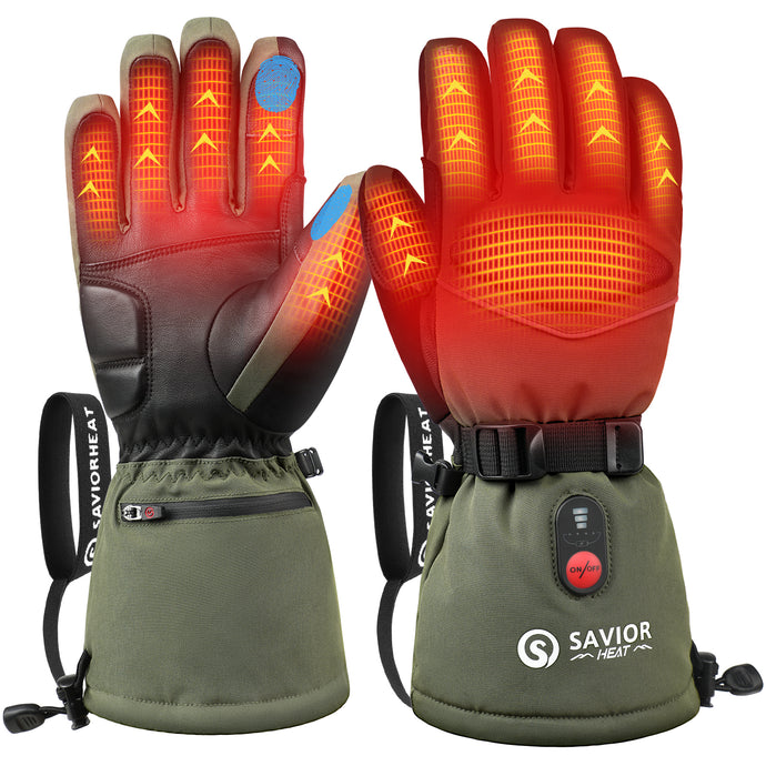 Gants chauffants améliorés Savior 2. 0 avec peau de chèvre imperméable et fonction de charge rapide