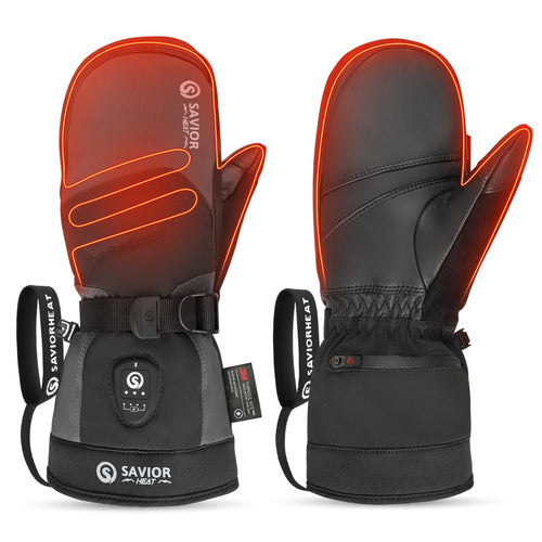 Savior Beheizbare Skihandschuhe 2.0 Mit Bluetooth-Steuerung, Wasserdichter Ziegenlederhandfläche