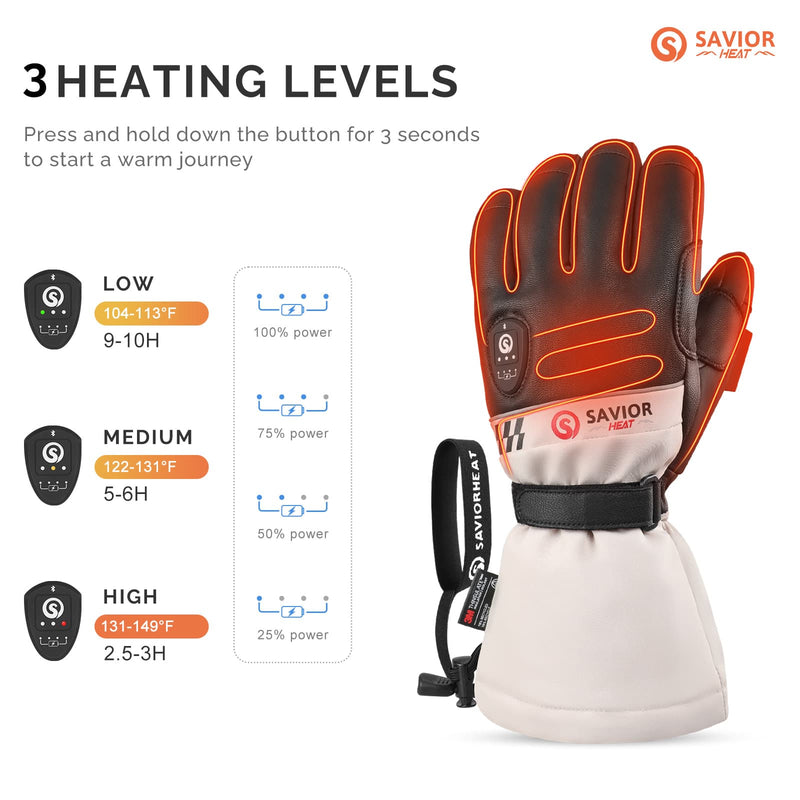 Load image into Gallery viewer, Savior Heated Ski Gloves 2.0 With Bluetooth Control, Pre-Curved Fingers and Waterproof Goat Leather
