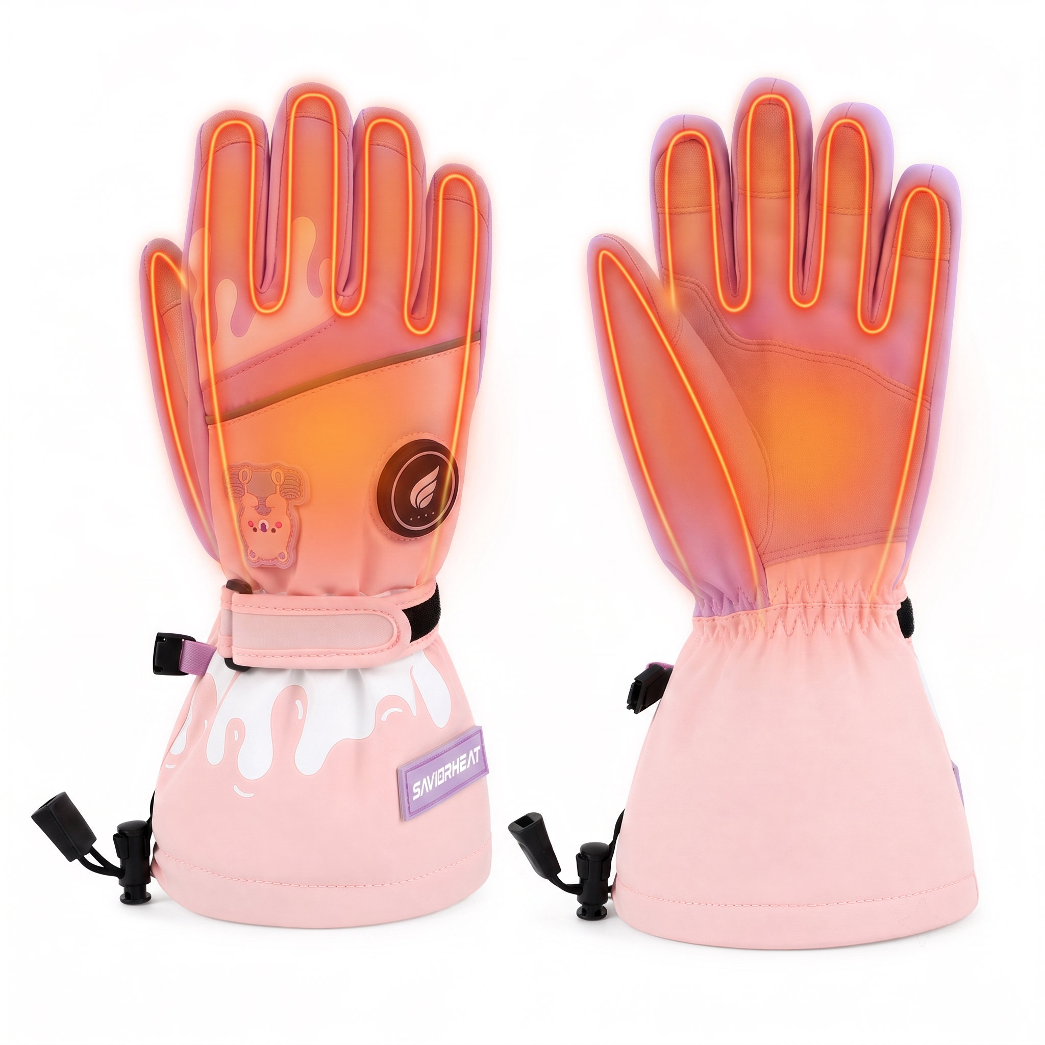 Kinder Heiz-Skihandschuhe mit Bärenmuster
