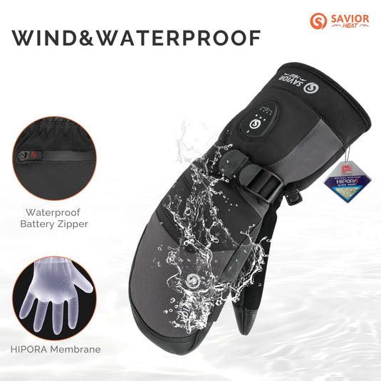 Savior Heated Ski Gloves 2.0 With Bluetooth Control, Waterproof Goatskin Palm