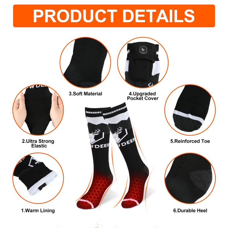 Laden Sie das Bild in Galerie -Viewer, SNOW DEER Beheizte Socken mit Upgraded-Heizelement &amp; 2200mAh Akkus
