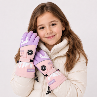 Kinder Heiz-Skihandschuhe mit Bärenmuster