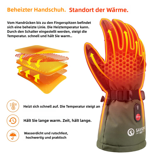 Savior Upgrade Beheizbare Handschuhe 2.0 mit Wasserdichtem Ziegenleder und Schnellladefunktion