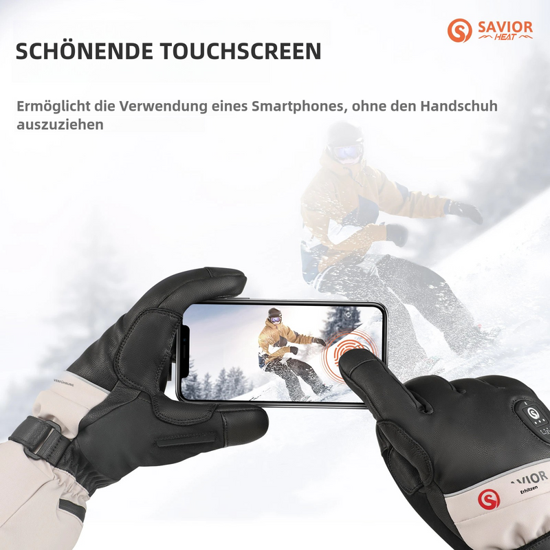 Laden Sie das Bild in Galerie -Viewer, Savior Beheizbare Skihandschuhe 2.0 Mit Bluetooth-Steuerung, Vorgekrümmten Fingern und Wasserdichtem Ziegenleder
