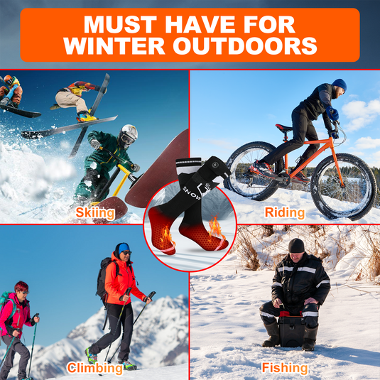 SNOW DEER Beheizte Socken mit Upgraded-Heizelement & 2200mAh Akkus
