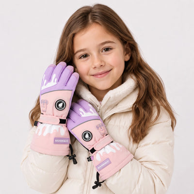 Beheizbare Skihandschuhe für Kinder – Bärenmuster 06