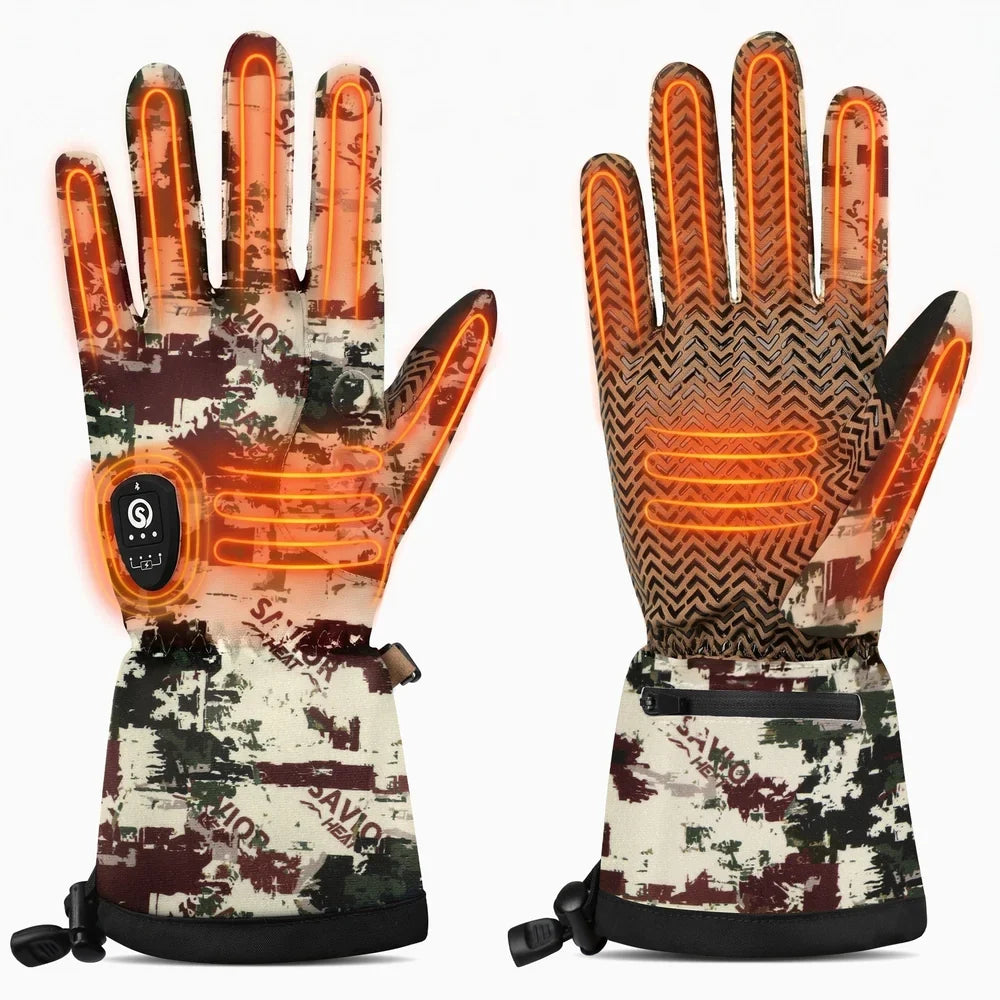 Beheizbare Jagdhandschuhe 2.0 – Fels Camouflage, 3000 mAh Akku & Upgrade Heiztechnologie