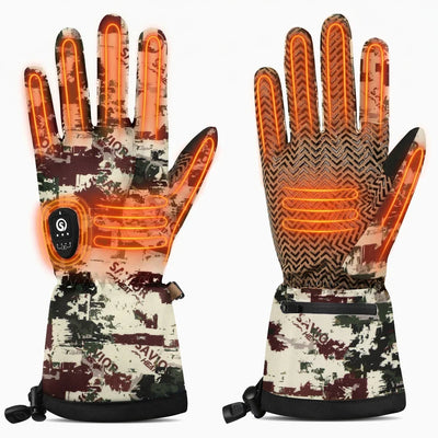 Beheizbare Jagdhandschuhe 2.0 – Fels Camouflage, 3000 mAh Akku & Upgrade Heiztechnologie