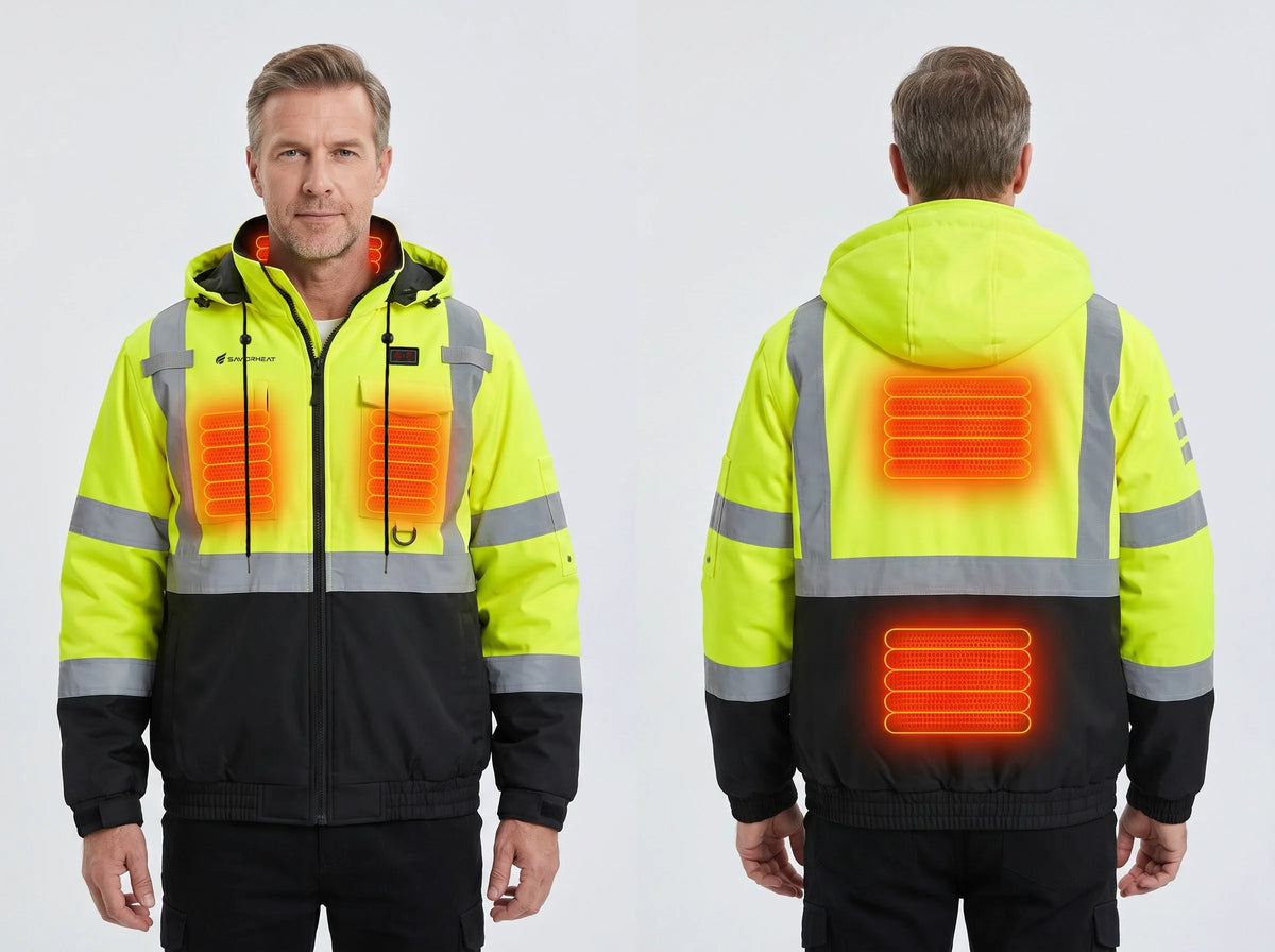 Rundumw?rme für den Oberk?rper – SAVIOR HEAT beheizbare Warnschutz-Arbeitsjacke mit Funktionstaschen