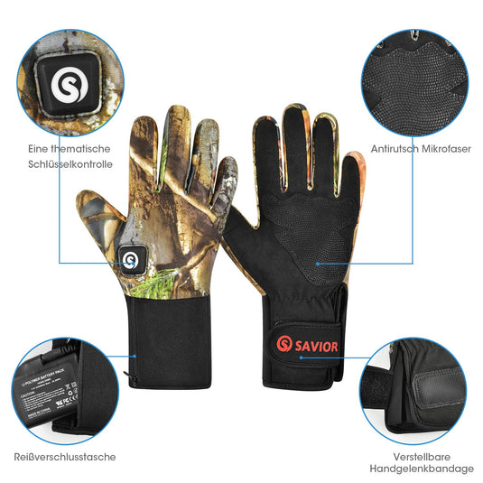 Savior Hunting Winter Warm Beheizbare Handschuhe Winddicht für Angeln Jagd Outdoor