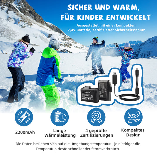 Kinder Heizhandschuhe für Skifahren, Eislaufen und Outdoor-Aktivitäten