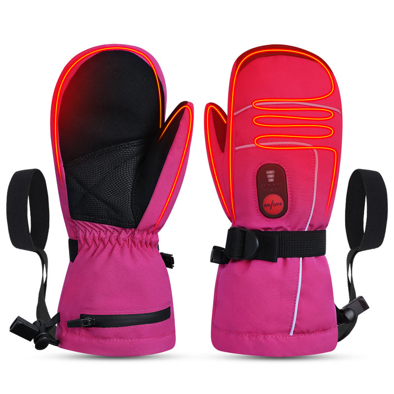 Laden Sie das Bild in Galerie -Viewer, Beheizbare Kinderhandschuhe – Rosa, warm &amp; weich für Winter
