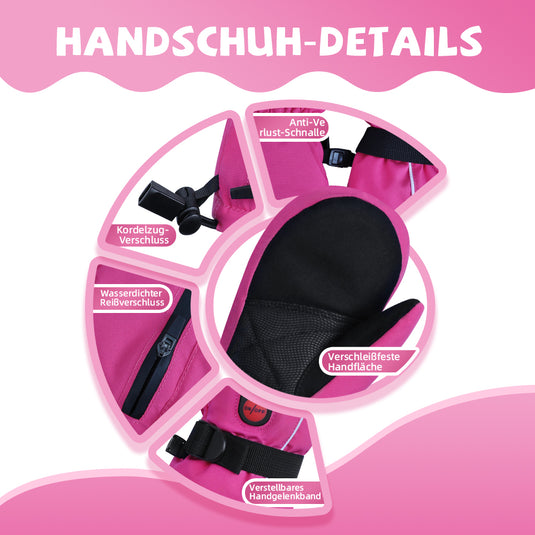 Beheizbare Kinderhandschuhe – Rosa, warm & weich für Winter