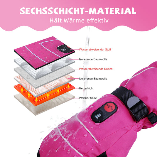 Beheizbare Kinderhandschuhe – Rosa, warm & weich für Winter
