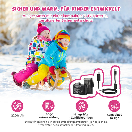Beheizbare Kinderhandschuhe – Rosa, warm & weich für Winter