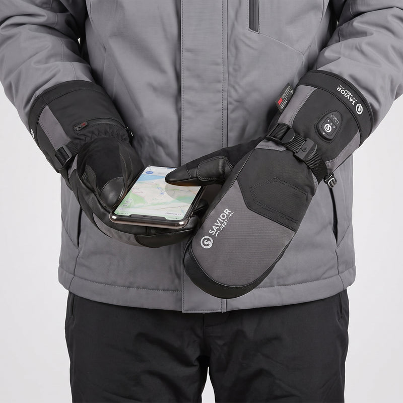 Laden Sie das Bild in Galerie -Viewer, Savior Beheizbare Skihandschuhe 2.0 Mit Bluetooth-Steuerung, Wasserdichter Ziegenlederhandfläche
