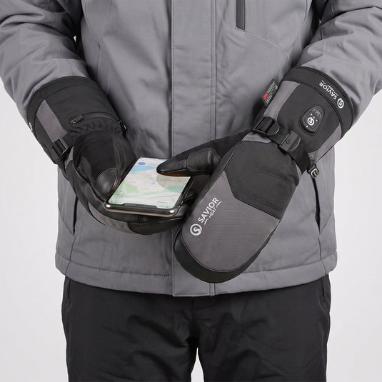 Savior Beheizbare Skihandschuhe 2.0 Mit Bluetooth-Steuerung, Wasserdichter Ziegenlederhandfläche