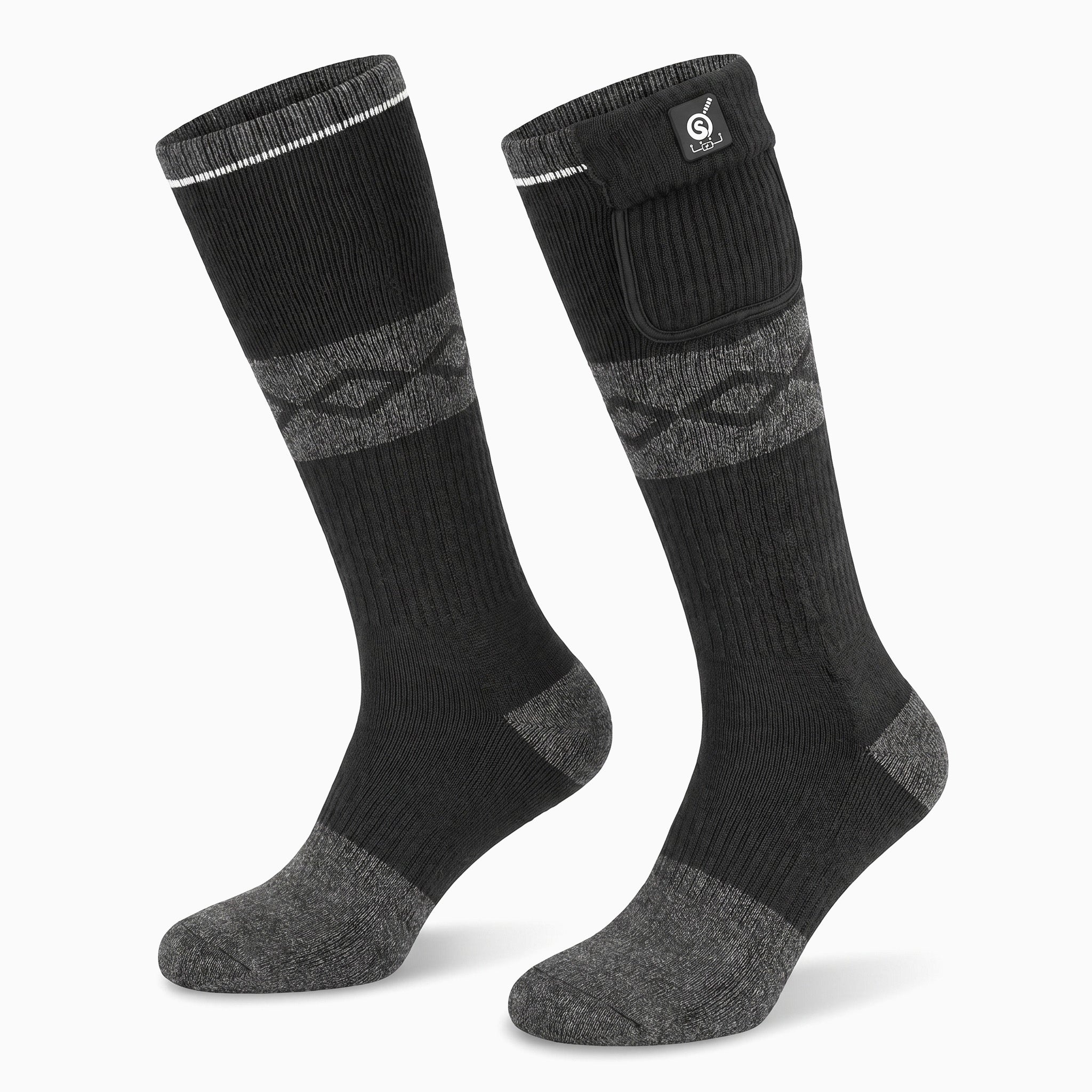 SS05B Beheizbare Socken – Schwarz/Grau