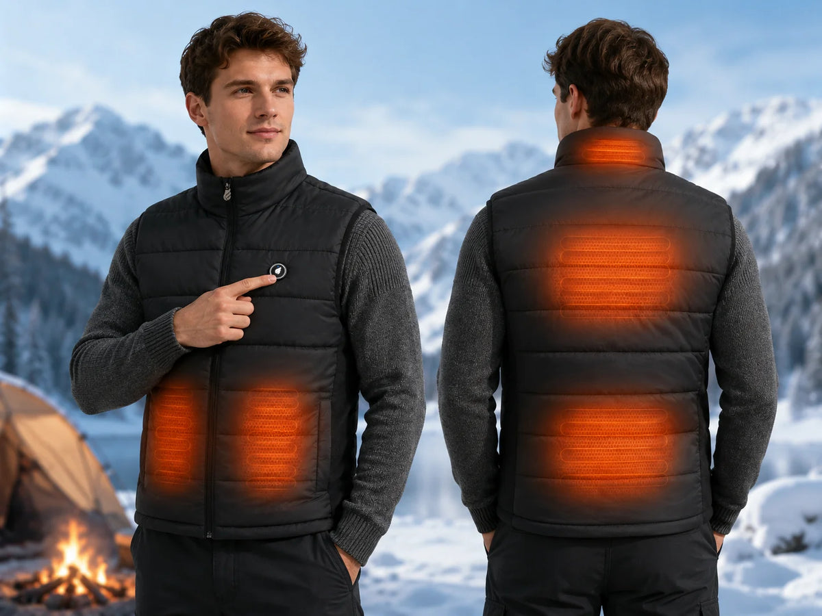 Schnelle W?rme in 5 Zonen – SAVIOR HEAT beheizbare Herrenweste mit elastischen Seiteneins?tzen