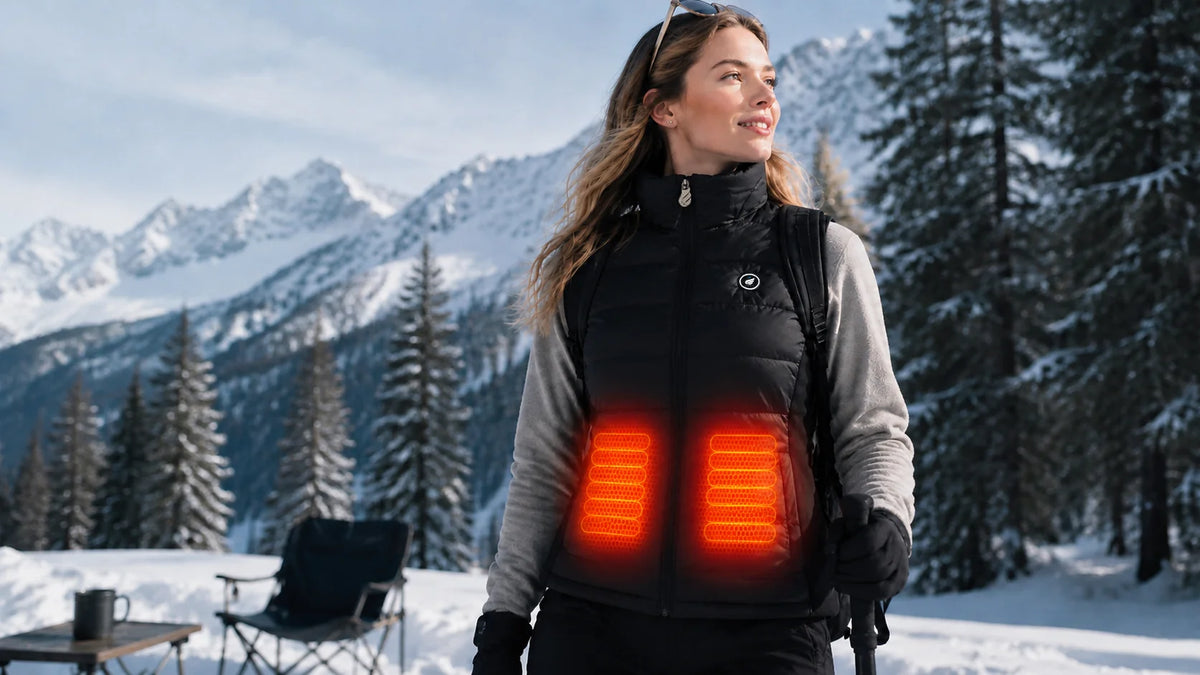 Lang anhaltende W?rme – SAVIOR HEAT beheizbare Damenweste mit elastischen Seiteneins?tzen