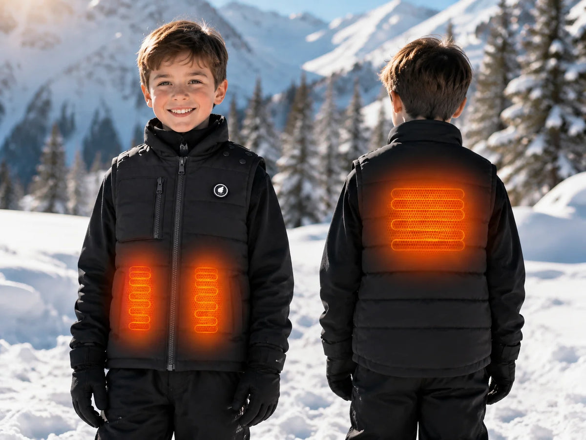 3-Zonen-Heizsystem – SAVIOR HEAT Kinder-Heizweste mit mitwachsender Passform