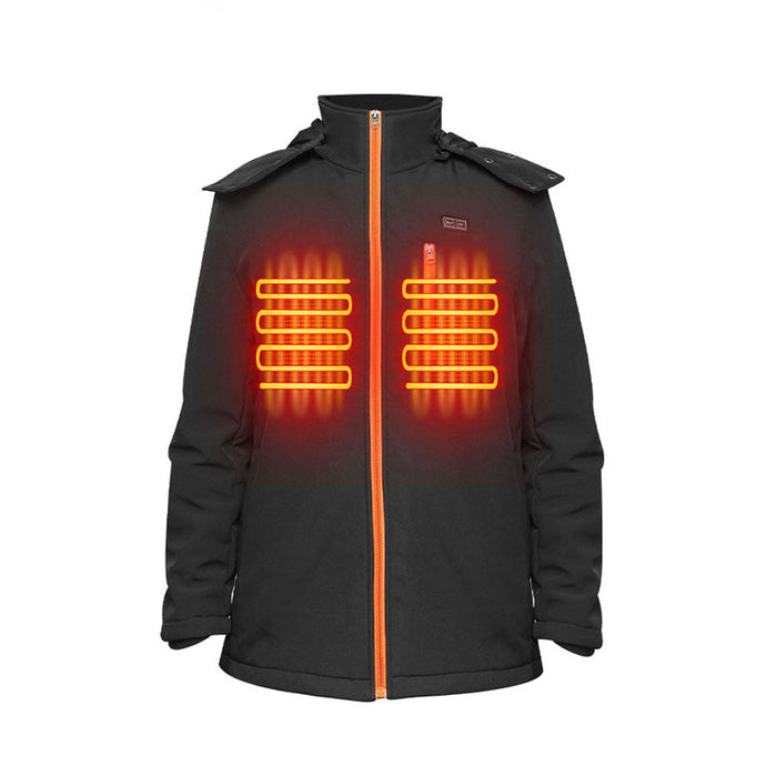 Orange insulated zip-up jacket for men