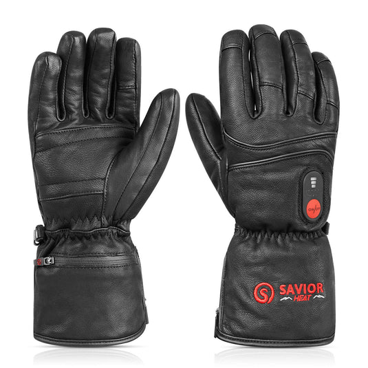 savior heat beheizte handschuhe Beheizbare Handschuhe aus schwarzem Leder