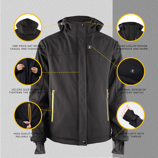 Waterproof heated men's jackets