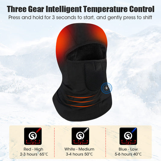 Sauveur Chauffé Masque de Ski avec Batterie Électrique Chaud Chapeau Sports de Plein Air Snowboard Cou Chaud